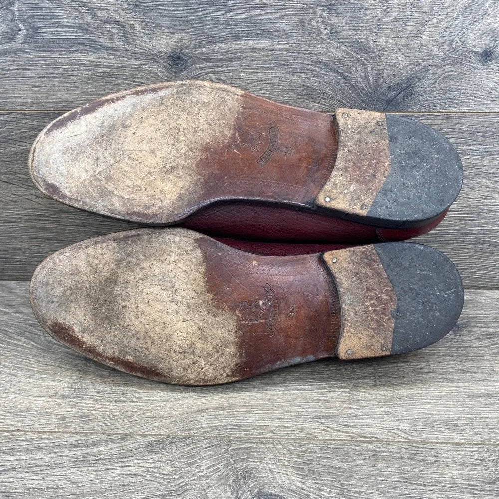 Vero Cuoio Kiltie Loafers Mens 9.5 Burgundy Pebbled Leather Made in Italy